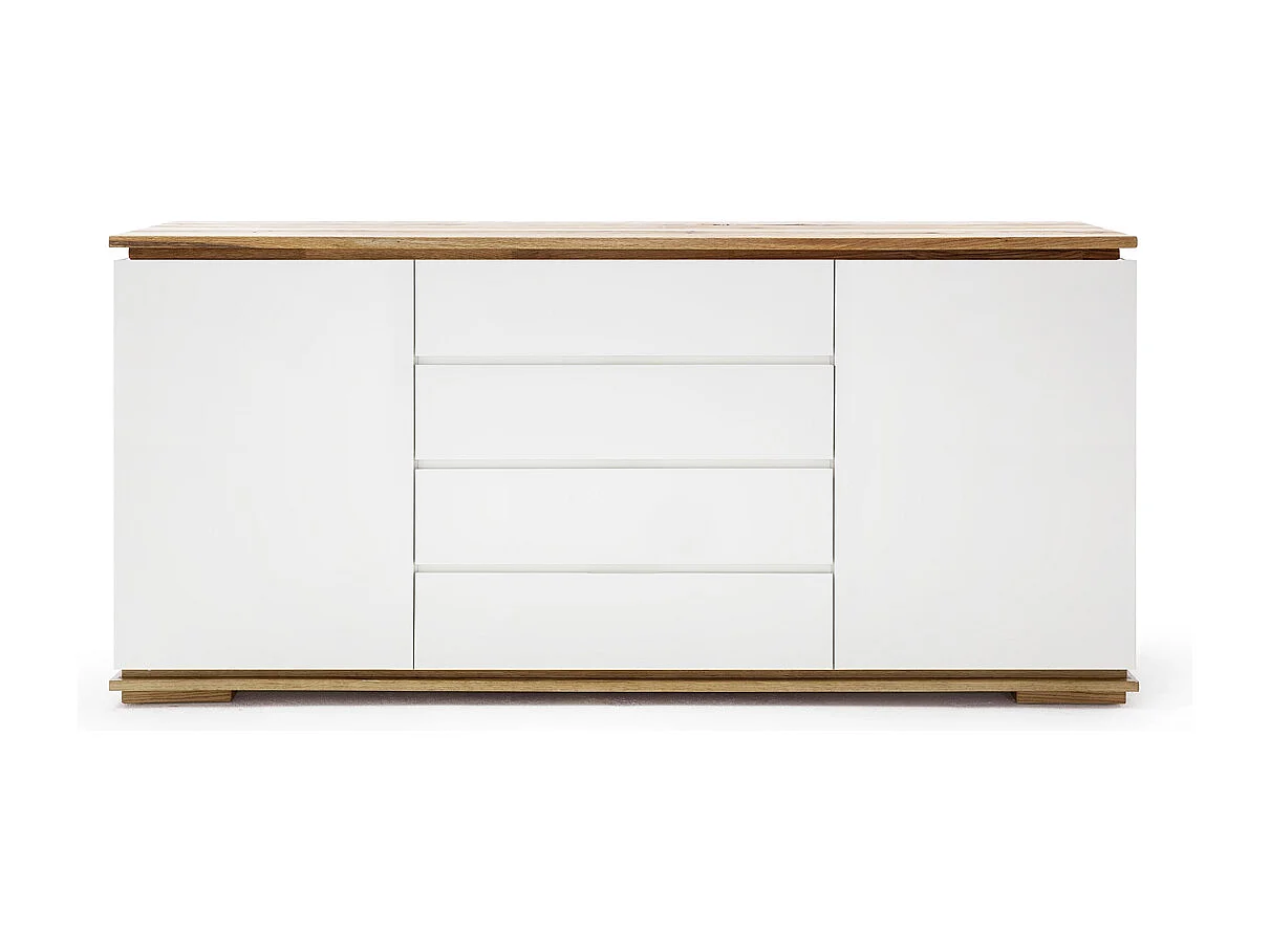 Commode en chêne massif laqué blanc mat - L172 x H81 x P40 cm
