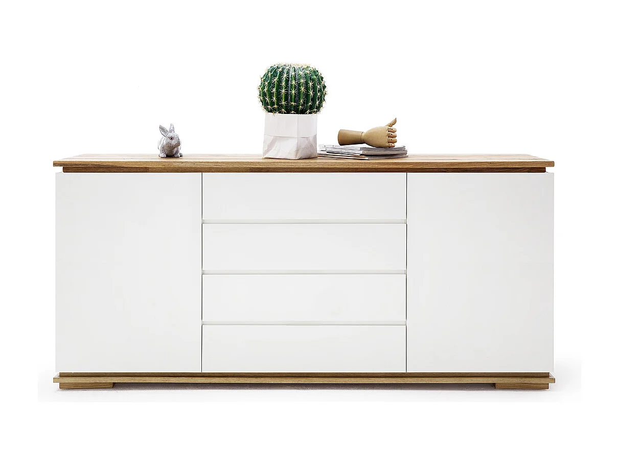 Commode en chêne massif laqué blanc mat - L172 x H81 x P40 cm