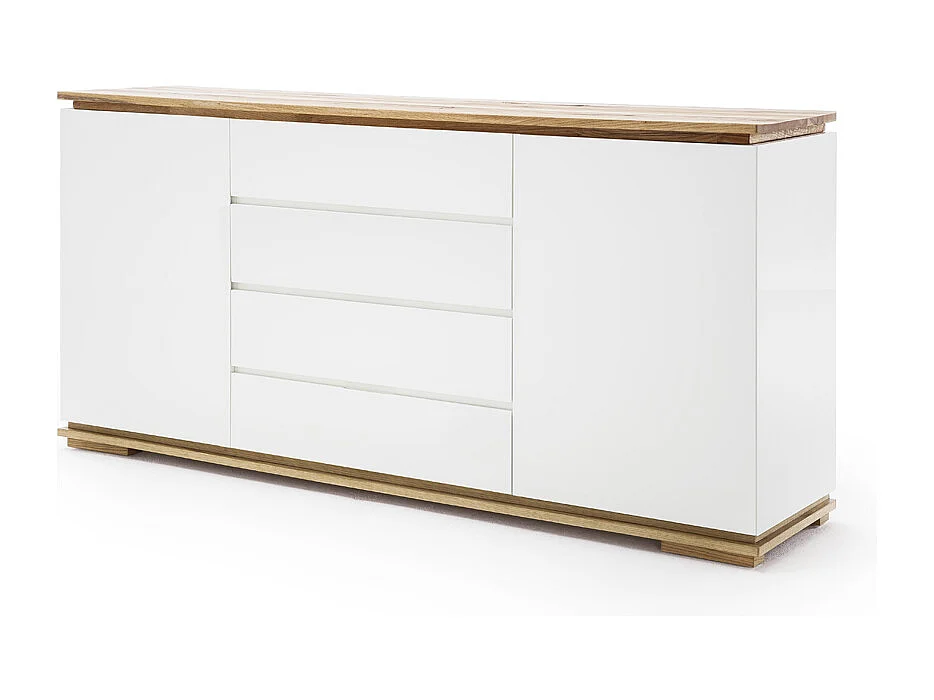 Commode en chêne massif laqué blanc mat - L172 x H81 x P40 cm