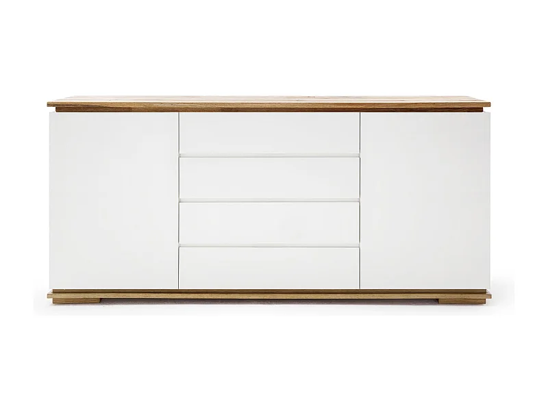 Commode en chêne massif laqué blanc mat - L172 x H81 x P40 cm