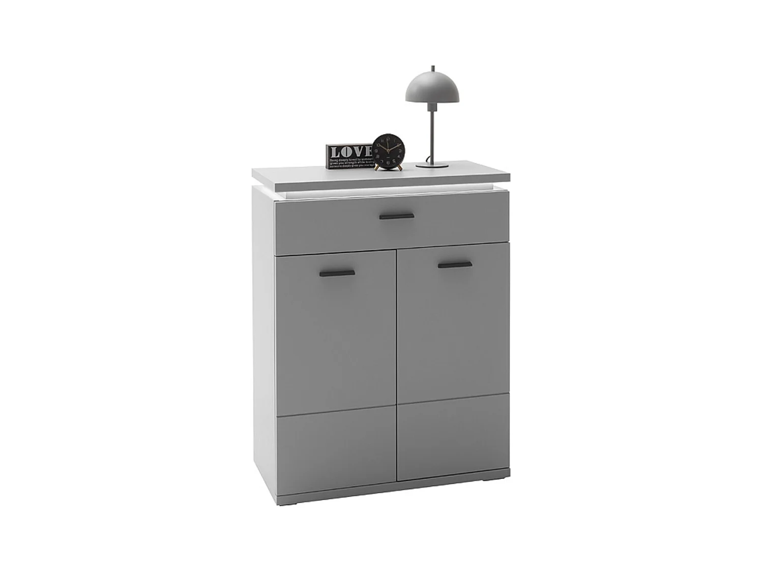 Commode, meuble de rangement coloris gris arctique - Longueur 76 x Hauteur 98 x Profondeur 38 cm