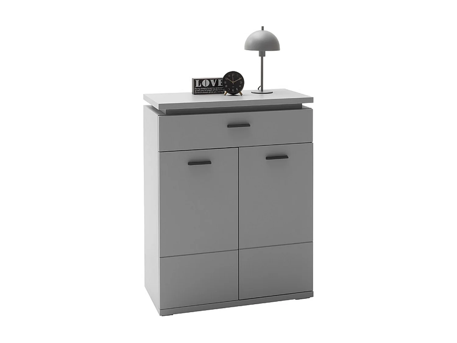 Commode, meuble de rangement coloris gris arctique - Longueur 76 x Hauteur 98 x Profondeur 38 cm