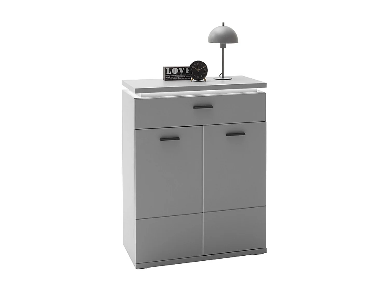 Commode, meuble de rangement coloris gris arctique - Longueur 76 x Hauteur 98 x Profondeur 38 cm