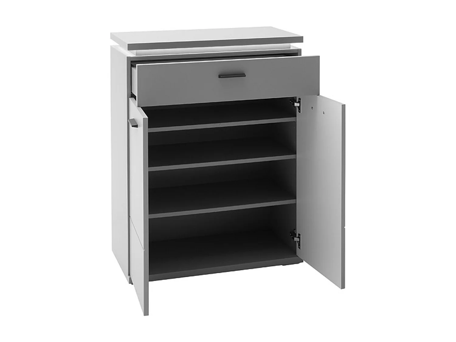 Commode, meuble de rangement coloris gris arctique - Longueur 76 x Hauteur 98 x Profondeur 38 cm