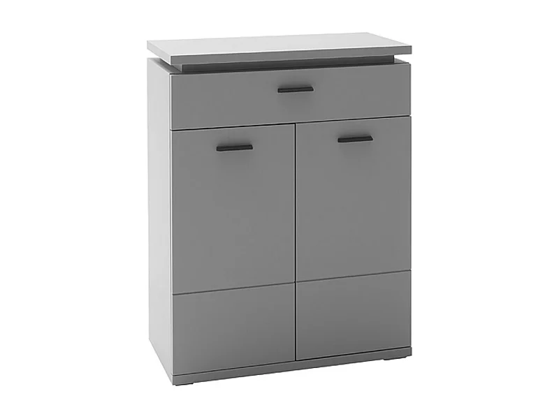 Commode, meuble de rangement coloris gris arctique - Longueur 76 x Hauteur 98 x Profondeur 38 cm