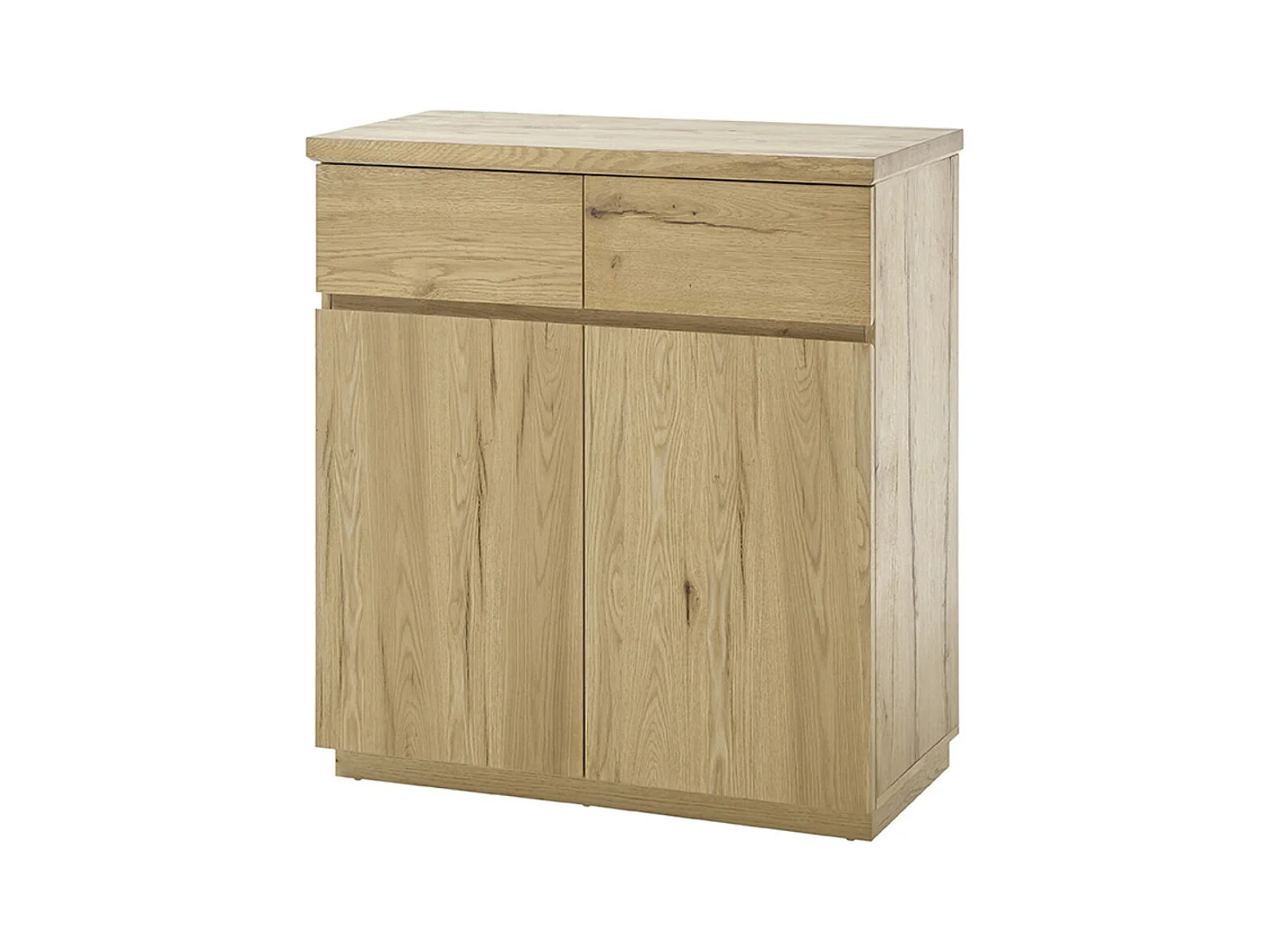 Commode d'entrée, meuble de rangement coloris chêne huilé - Longueur 90 x Hauteur 95 x Profondeur 41 cm
