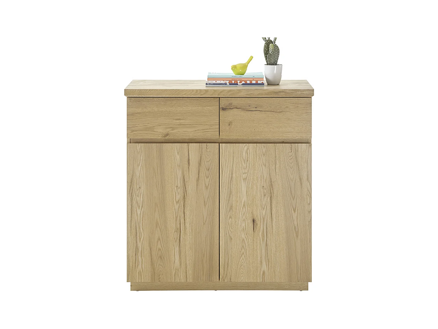 Commode d'entrée, meuble de rangement coloris chêne huilé - Longueur 90 x Hauteur 95 x Profondeur 41 cm