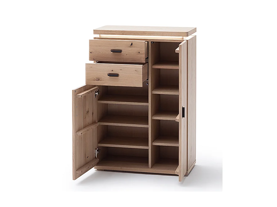 Commode de rangement en bois chêne sombre bianco - L.75 x H.111 x P.38 cm