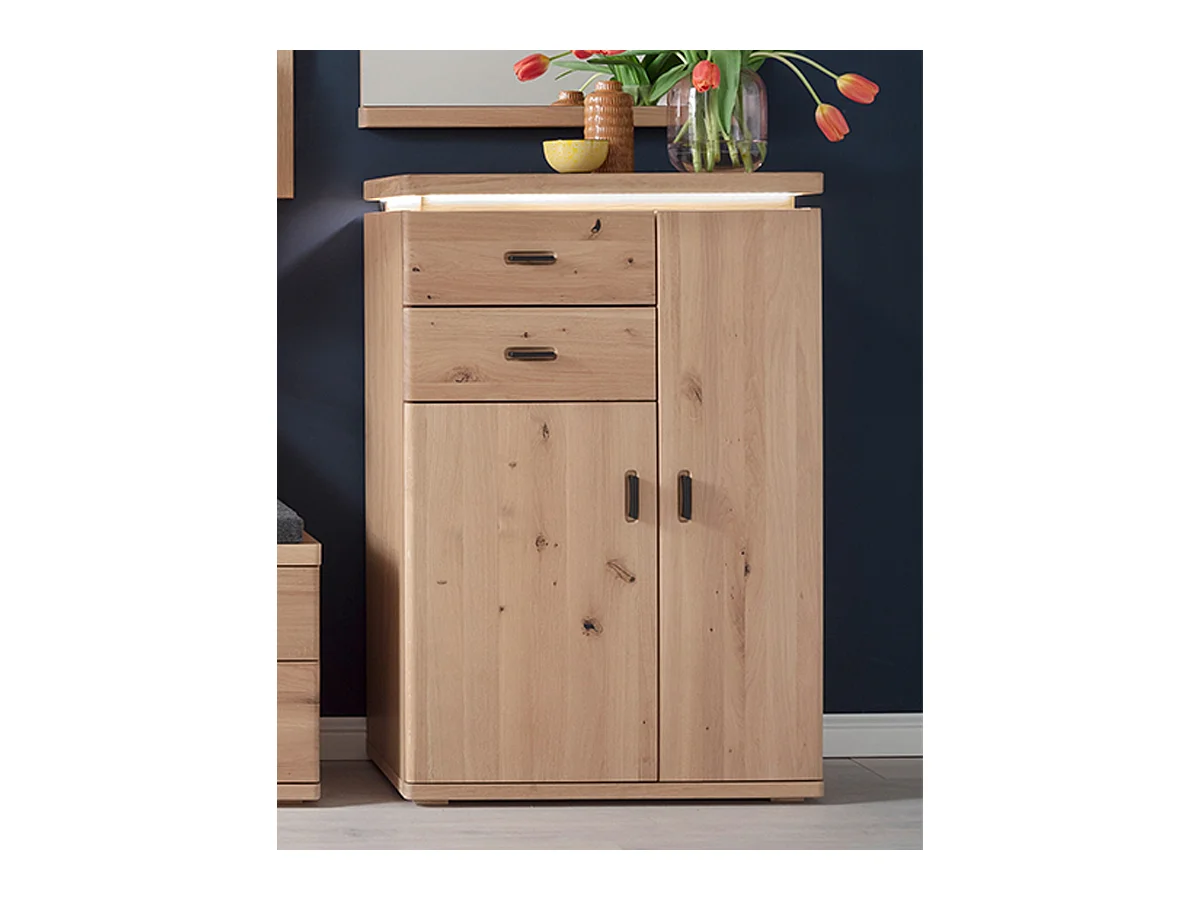 Commode de rangement en bois chêne sombre bianco - L.75 x H.111 x P.38 cm