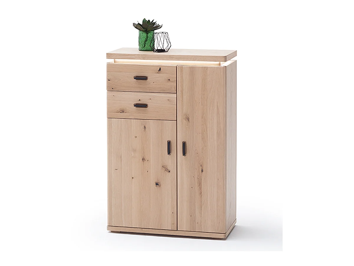 Commode de rangement en bois chêne sombre bianco - L.75 x H.111 x P.38 cm
