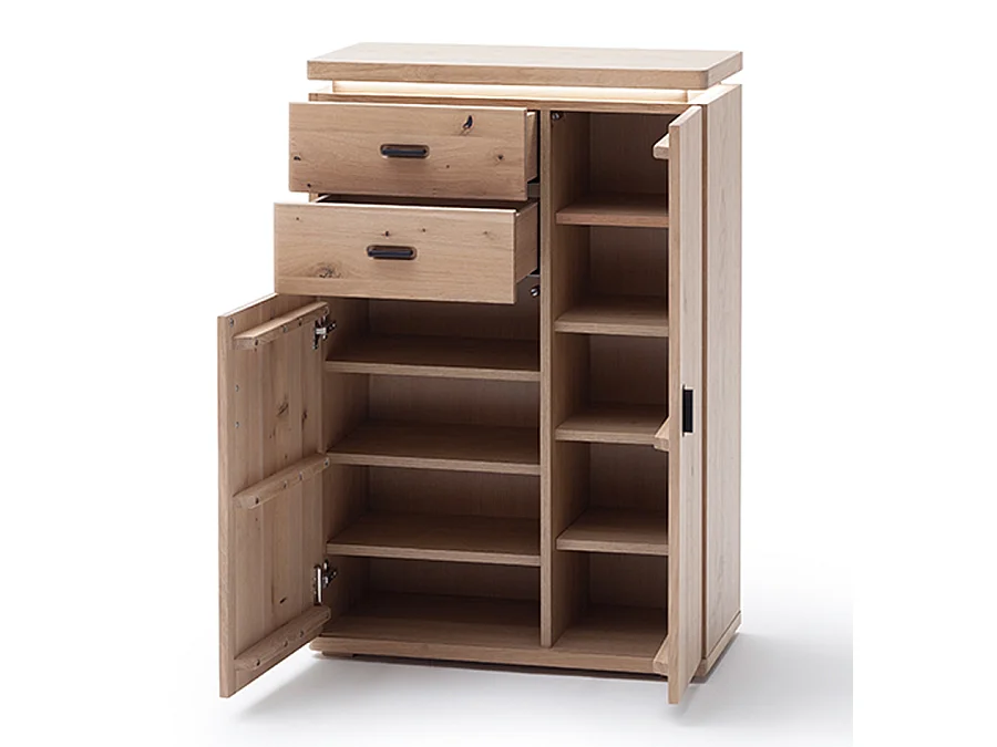 Commode de rangement en bois chêne sombre bianco - L.75 x H.111 x P.38 cm