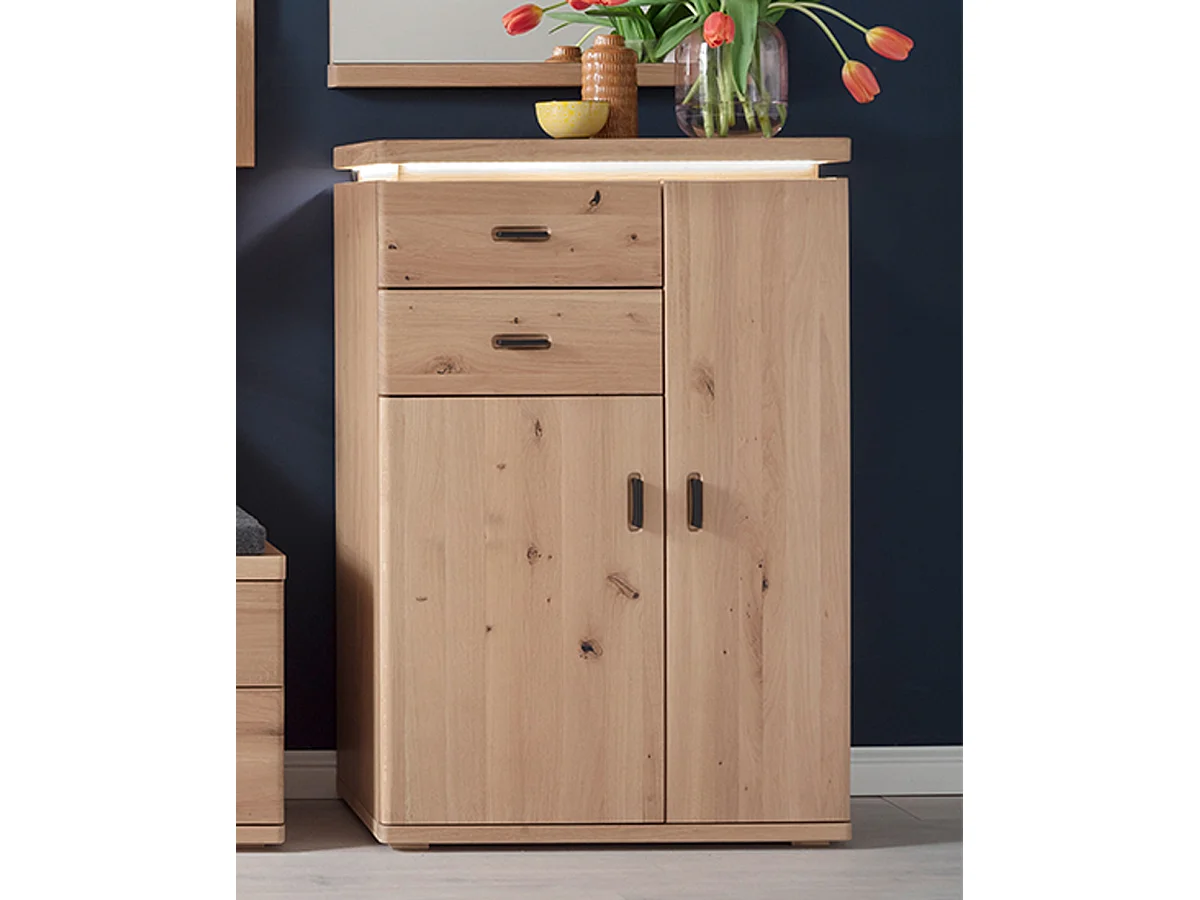 Commode de rangement en bois chêne sombre bianco - L.75 x H.111 x P.38 cm