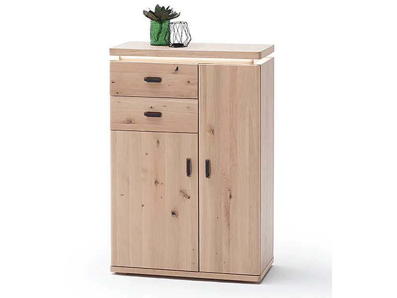 Commode de rangement en bois chêne sombre bianco - L.75 x H.111 x P.38 cm