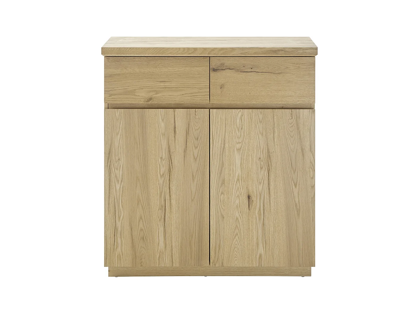 Commode d'entrée avec 2 portes coloris chêne - Longueur 90 x hauteur 95 x profondeur 41 cm