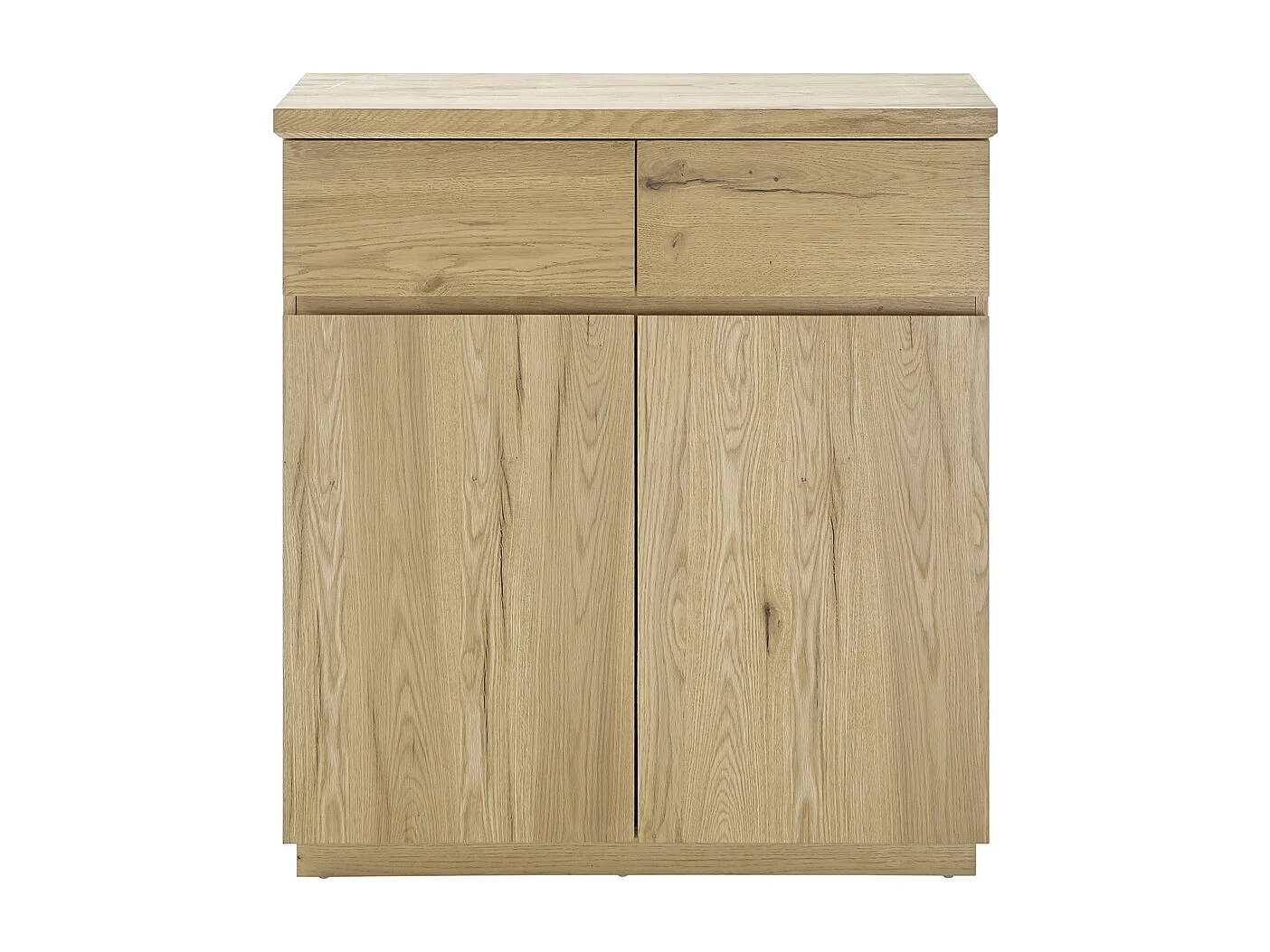 Commode d'entrée avec 2 portes coloris chêne - Longueur 90 x hauteur 95 x profondeur 41 cm