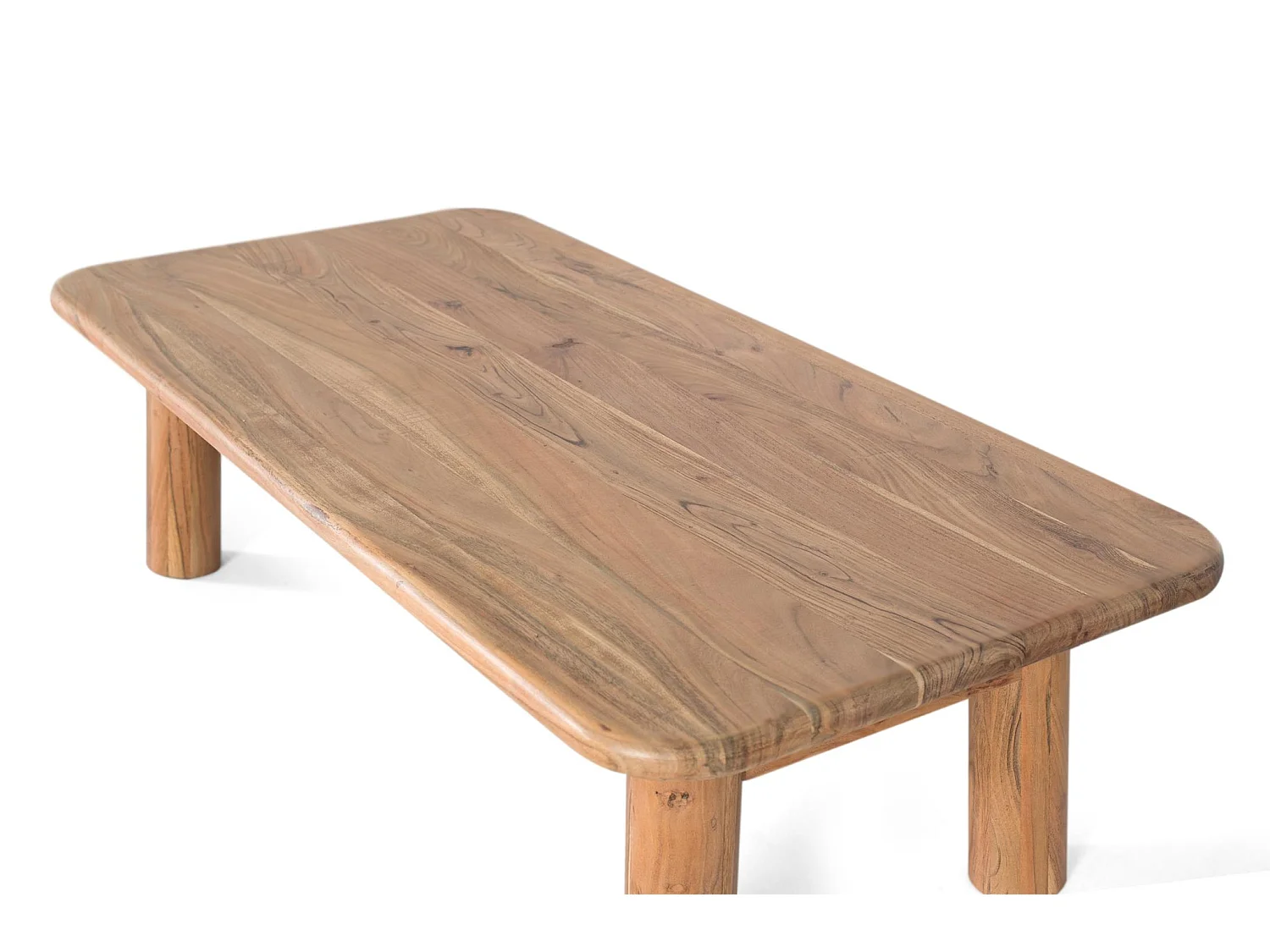 Rechthoekige tafel met onderstel in massief acaciahout