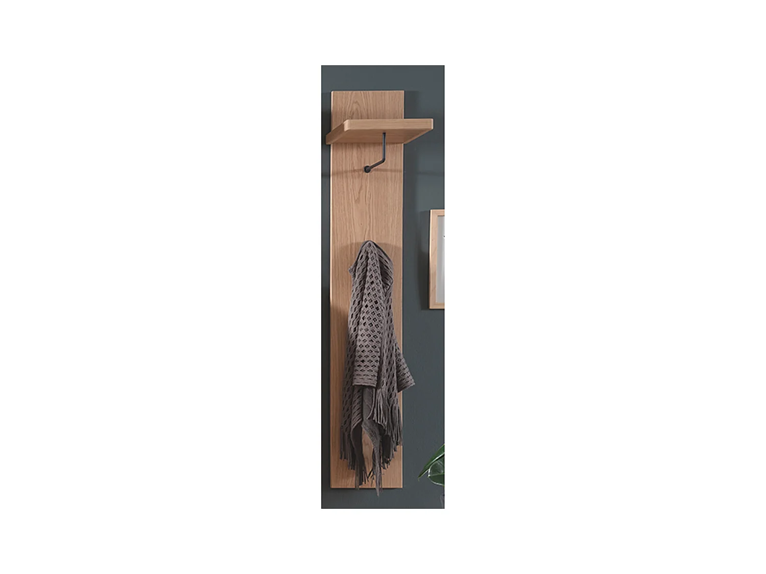 Vestiaire murale en mélamine, coloris chêne sombre - L.30 x H.168 x P.30 cm