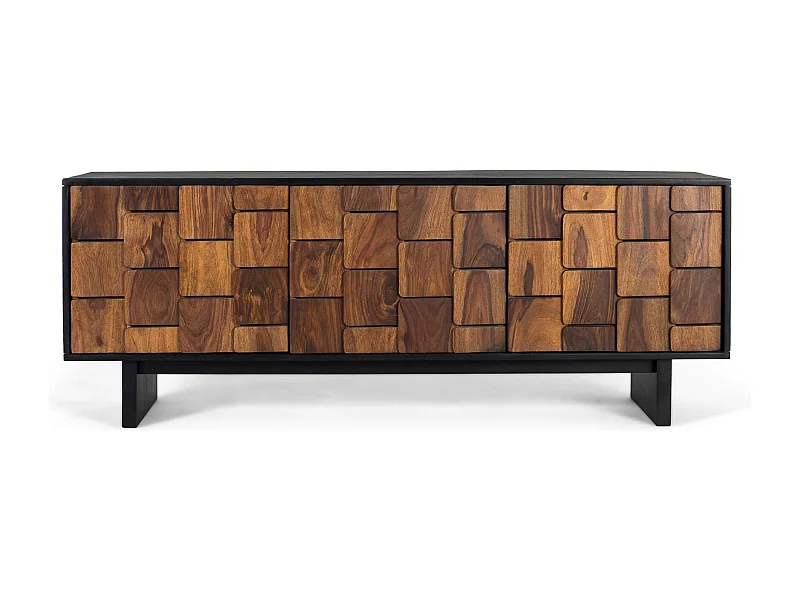 Móvel TV 3 portas em madeira manguier