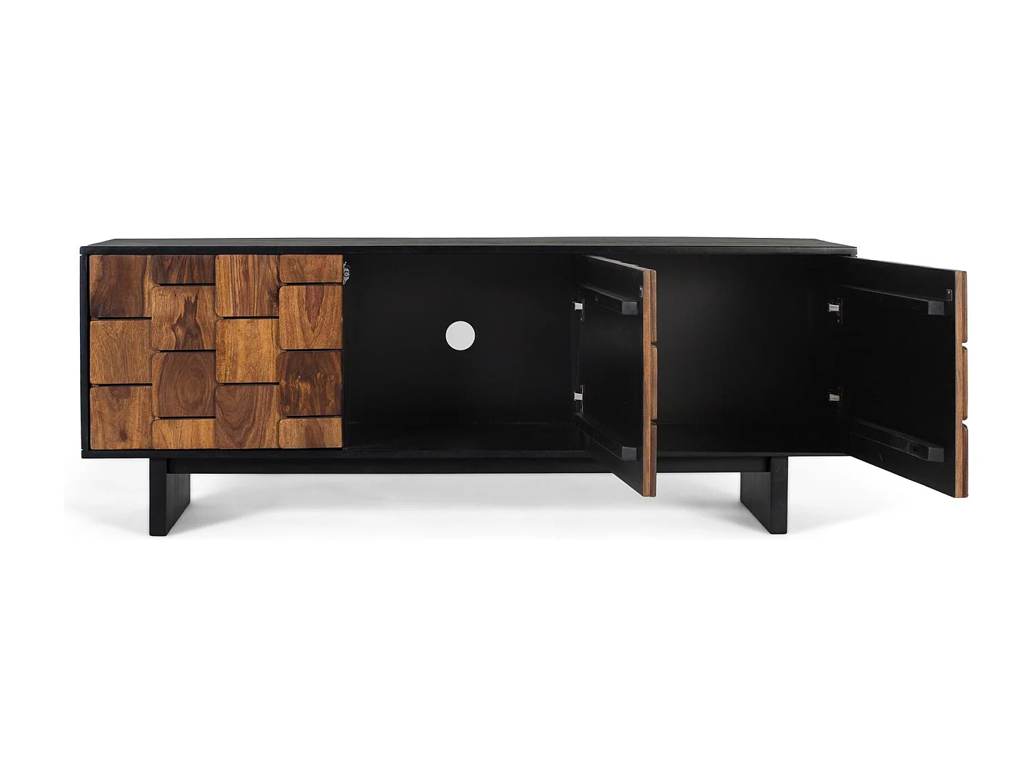 3-türiger TV-Schrank aus Mangoholz.