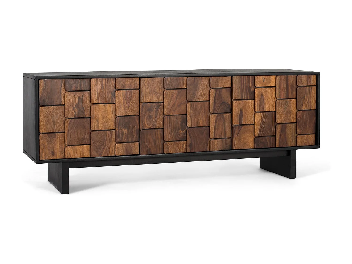 3-türiger TV-Schrank aus Mangoholz.