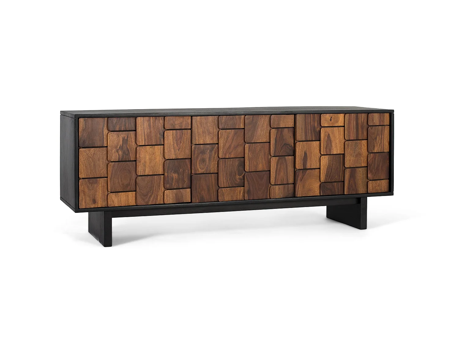 Meuble TV en bois de manguier 160 cm, style ethnique rustique moderne - 61 x 160 x 40 cm