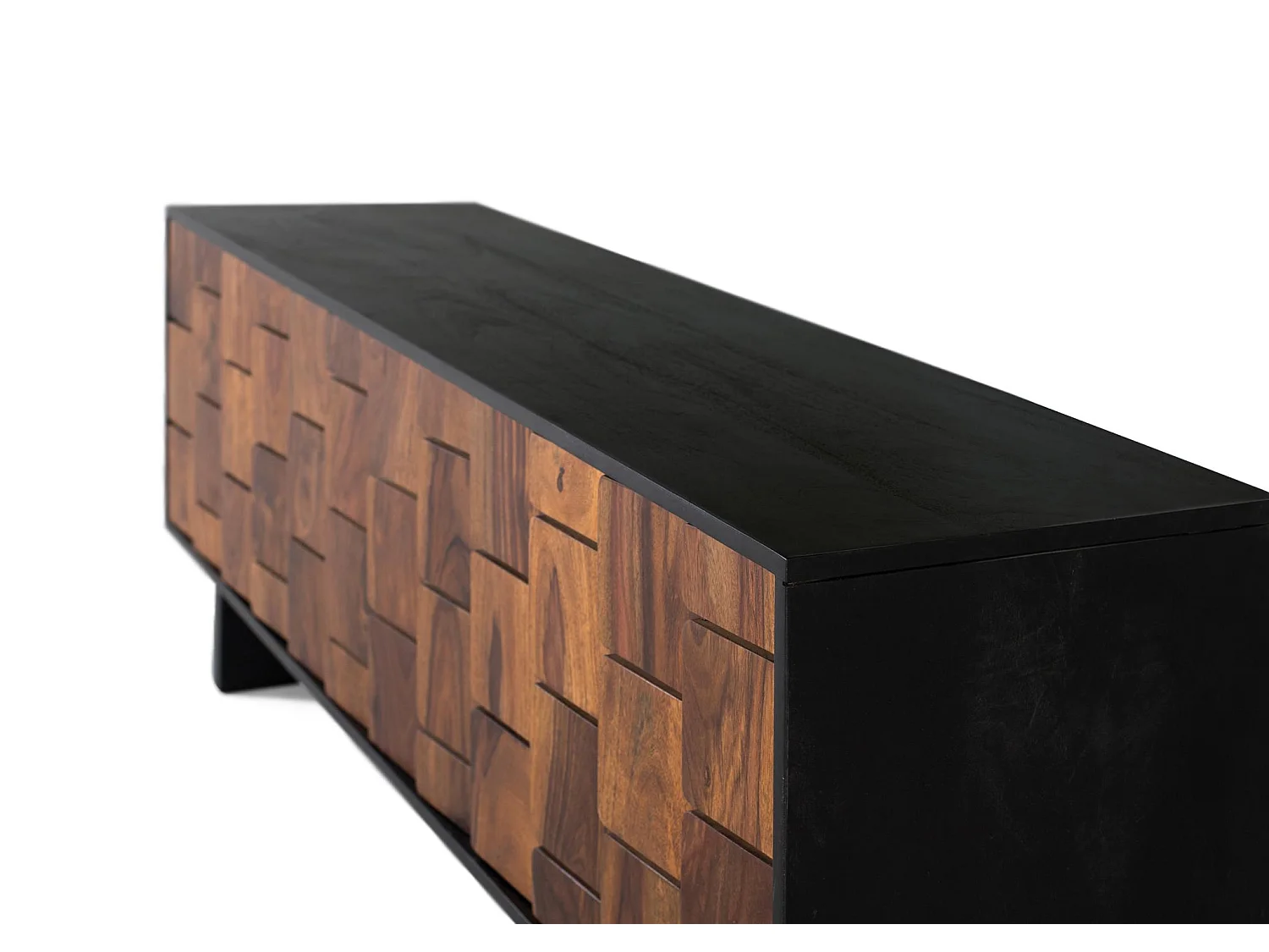Meuble TV en bois de manguier 160 cm, style ethnique rustique moderne - 61 x 160 x 40 cm
