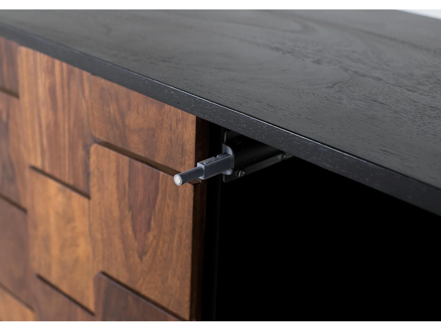 Meuble TV en bois de manguier 160 cm, style ethnique rustique moderne - 61 x 160 x 40 cm
