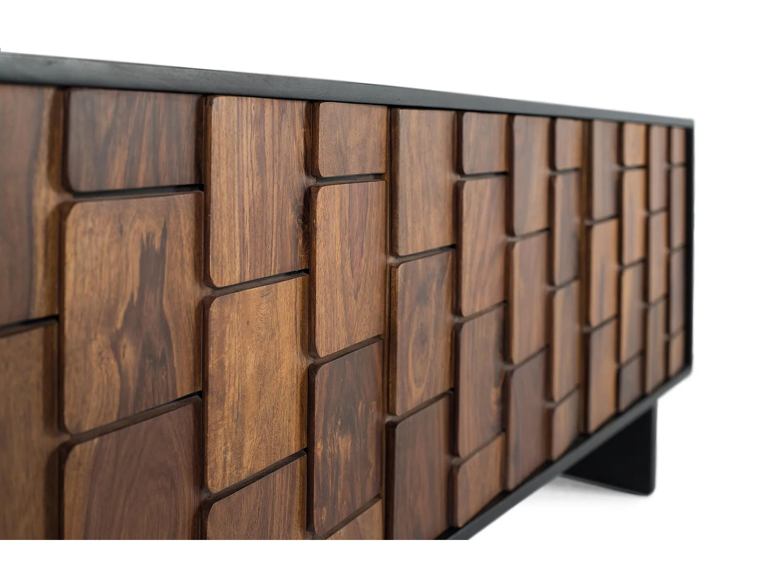 Meuble TV en bois de manguier 160 cm, style ethnique rustique moderne - 61 x 160 x 40 cm