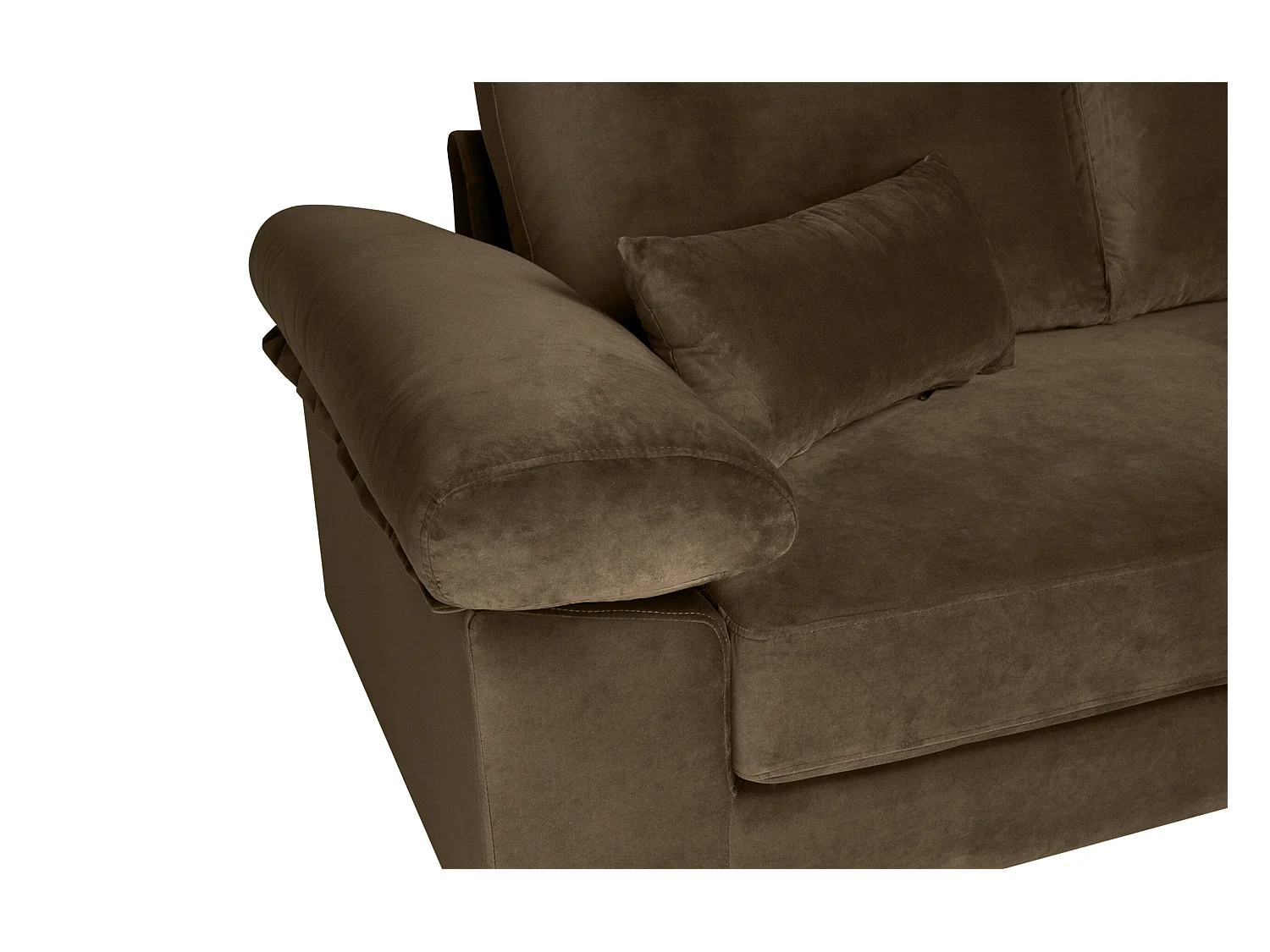 Divano angolare 3 posti con chaise longue destra velluto marrone – Washington