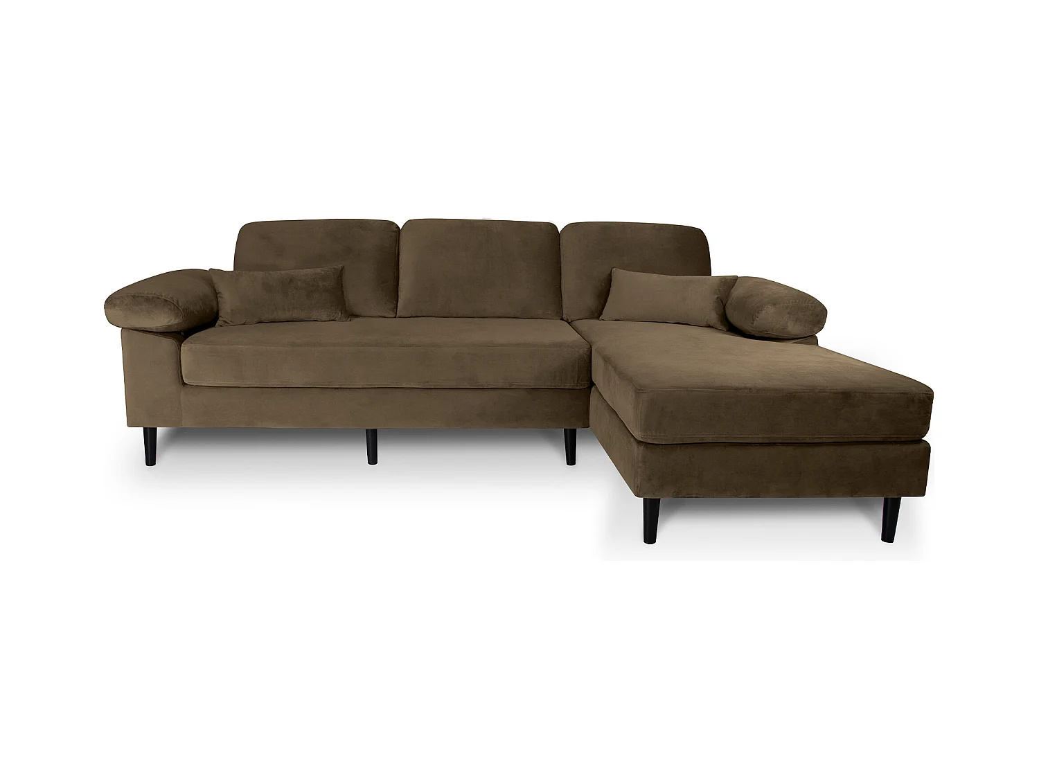 Divano angolare 3 posti con chaise longue destra velluto marrone – Washington