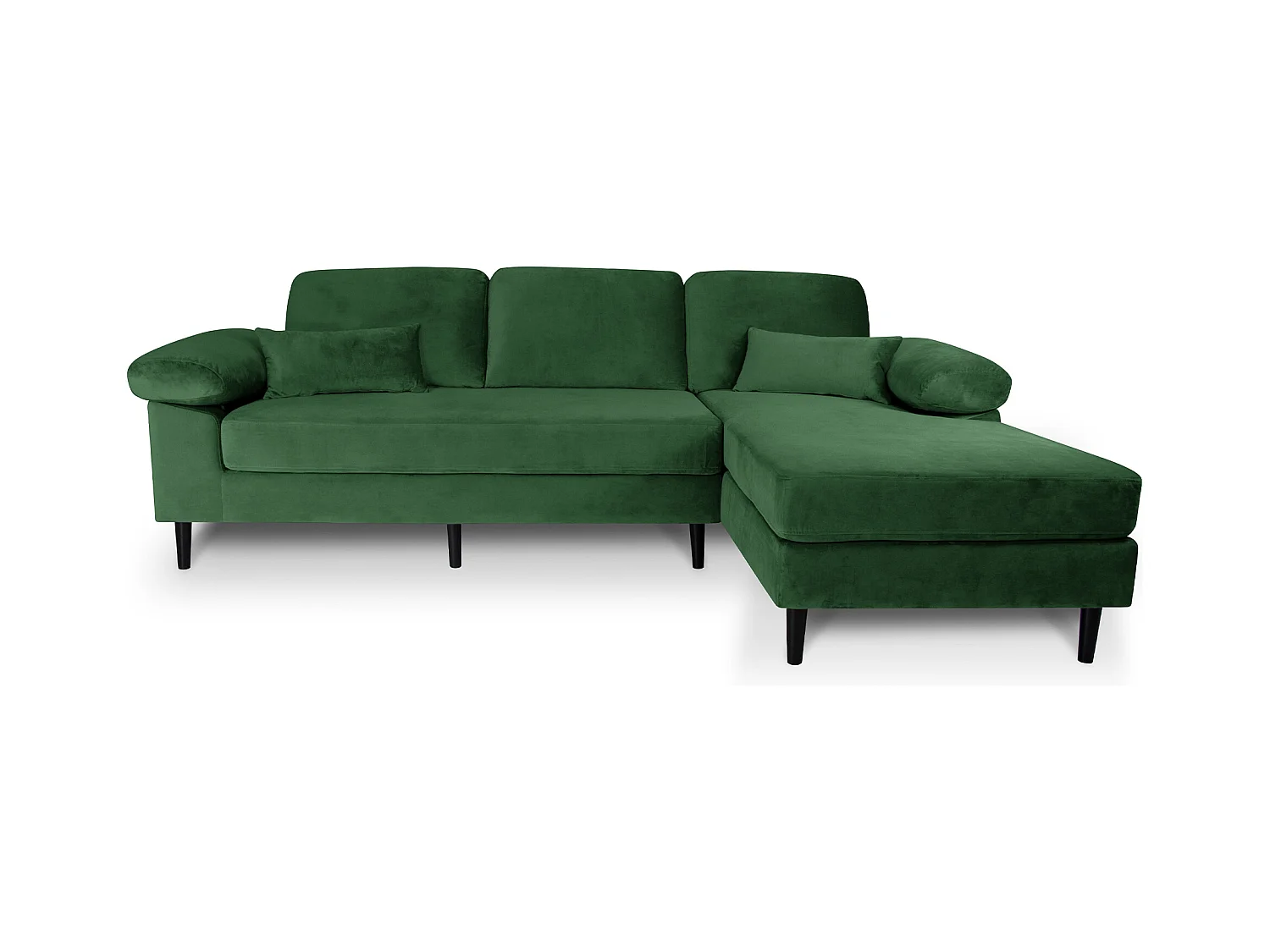 Divano angolare 3 posti con chaise longue destra velluto verde scuro – Washington