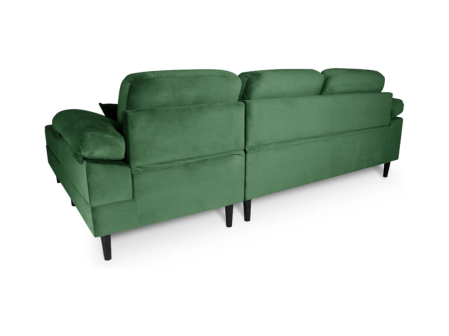 Divano angolare 3 posti con chaise longue destra velluto verde scuro – Washington