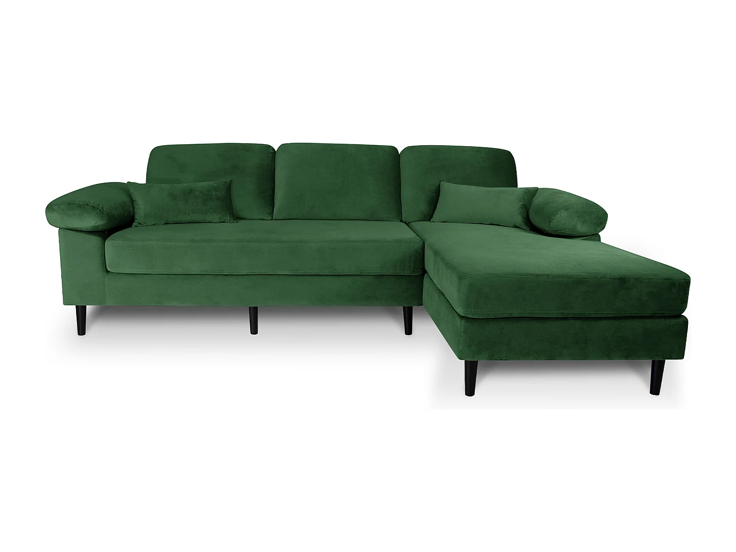 Divano angolare 3 posti con chaise longue destra velluto verde scuro – Washington