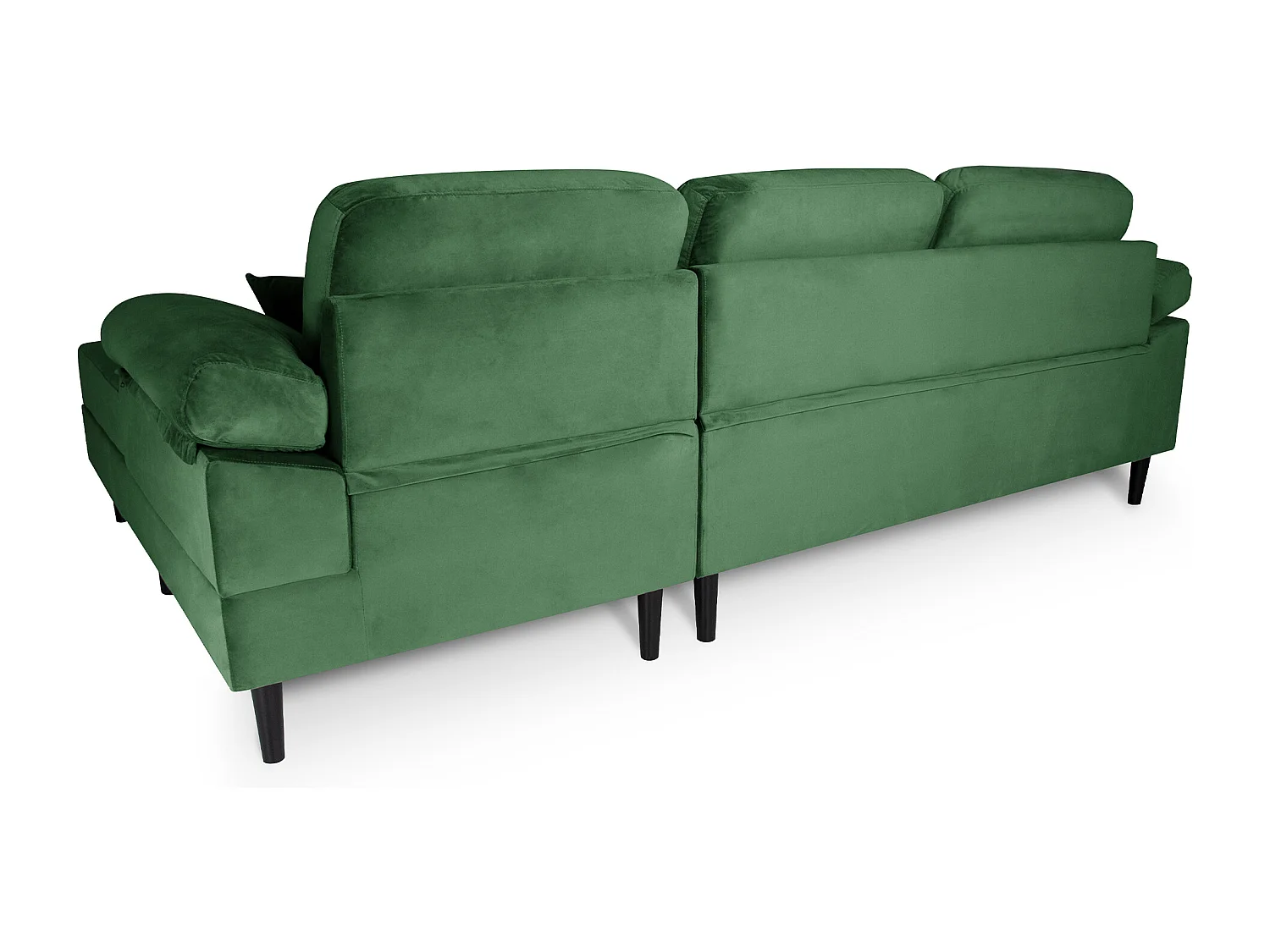 Divano angolare 3 posti con chaise longue destra velluto verde scuro – Washington