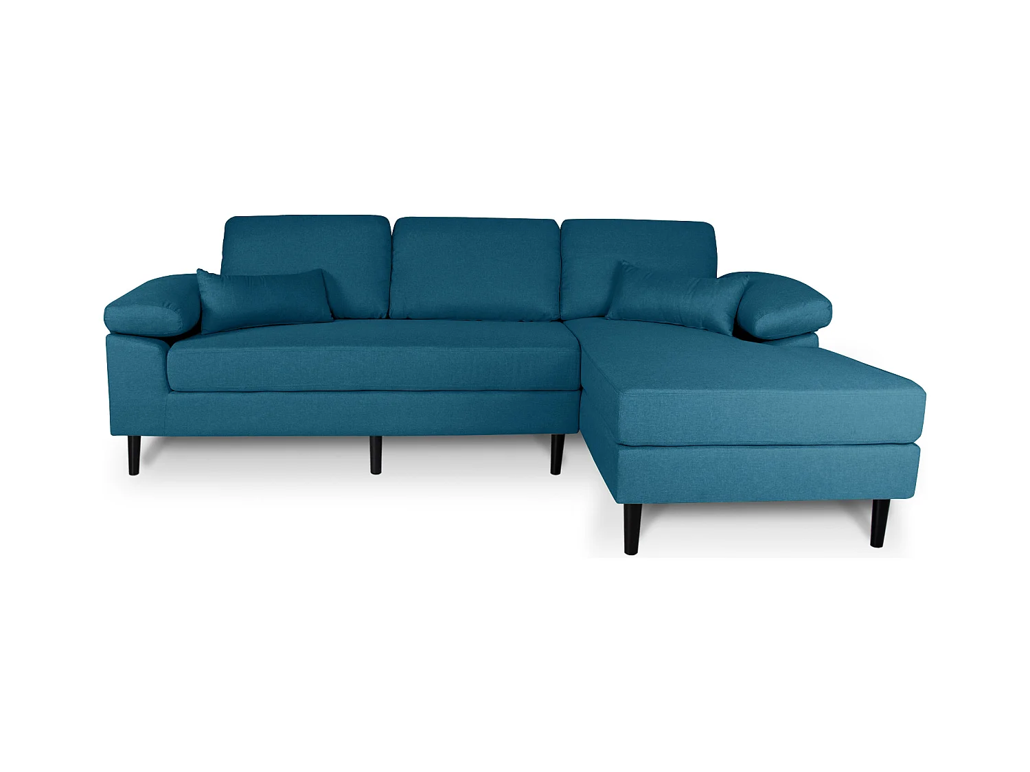 Divano angolare 3 posti con chaise longue destra tessuto blu petrolio - Washington