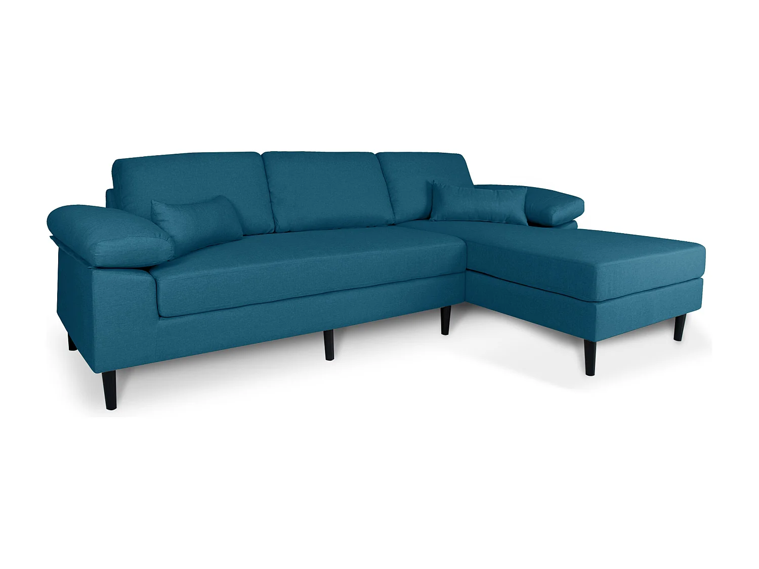 Divano angolare 3 posti con chaise longue destra tessuto blu petrolio - Washington