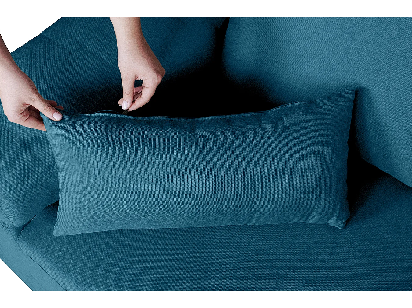 Divano angolare 3 posti con chaise longue destra tessuto blu petrolio - Washington