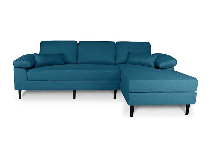 Divano angolare 3 posti con chaise longue destra tessuto blu petrolio - Washington