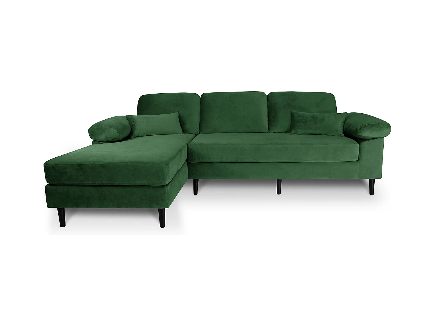 Divano angolare 3 posti con chaise longue sinistra velluto verde scuro – Washington