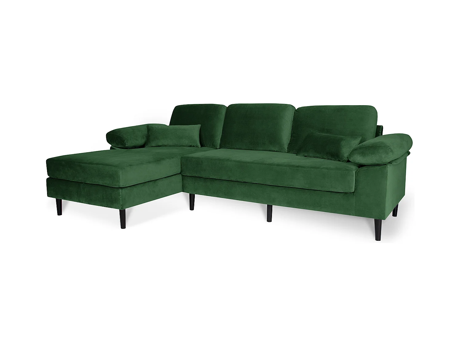 Divano angolare 3 posti con chaise longue sinistra velluto verde scuro – Washington