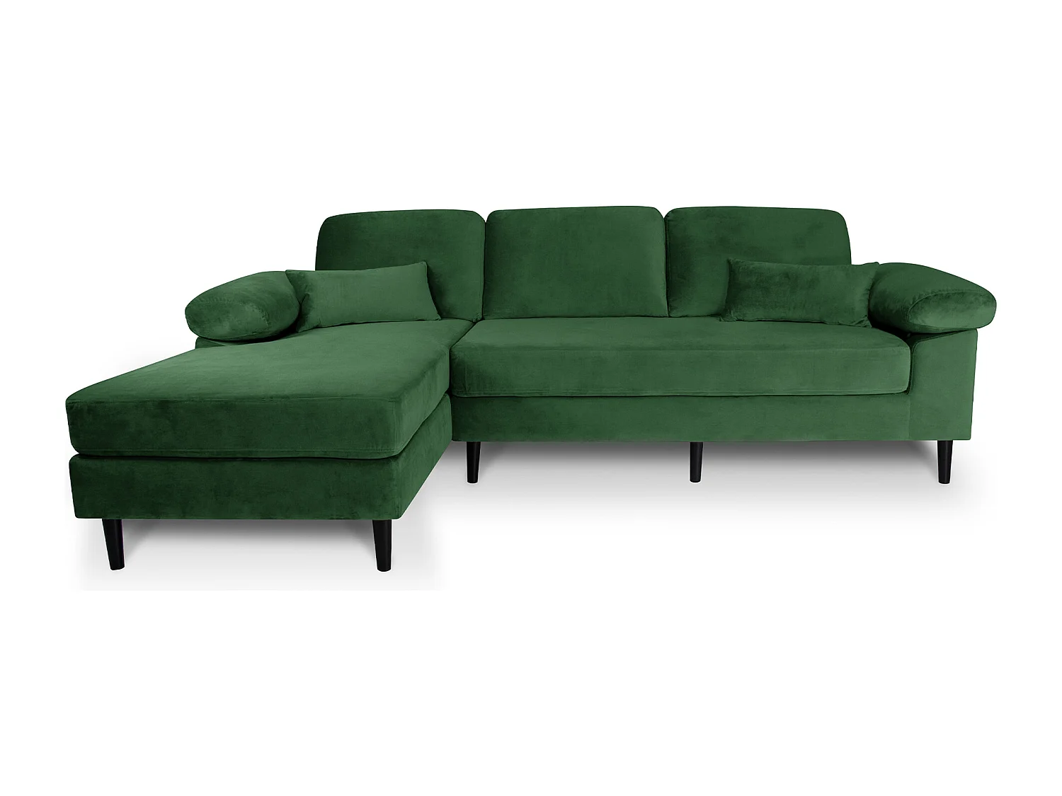 Divano angolare 3 posti con chaise longue sinistra velluto verde scuro – Washington