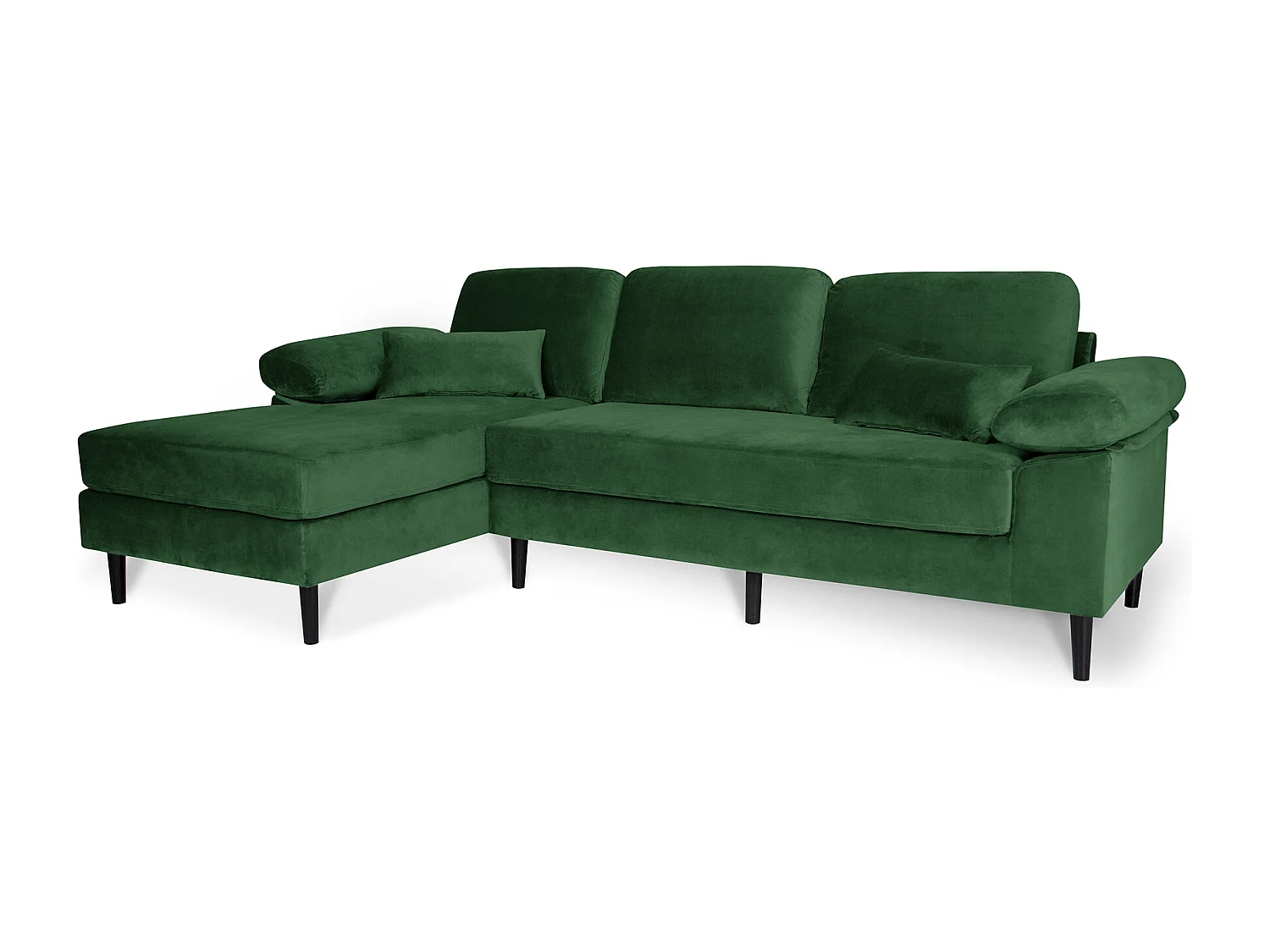 Divano angolare 3 posti con chaise longue sinistra velluto verde scuro – Washington