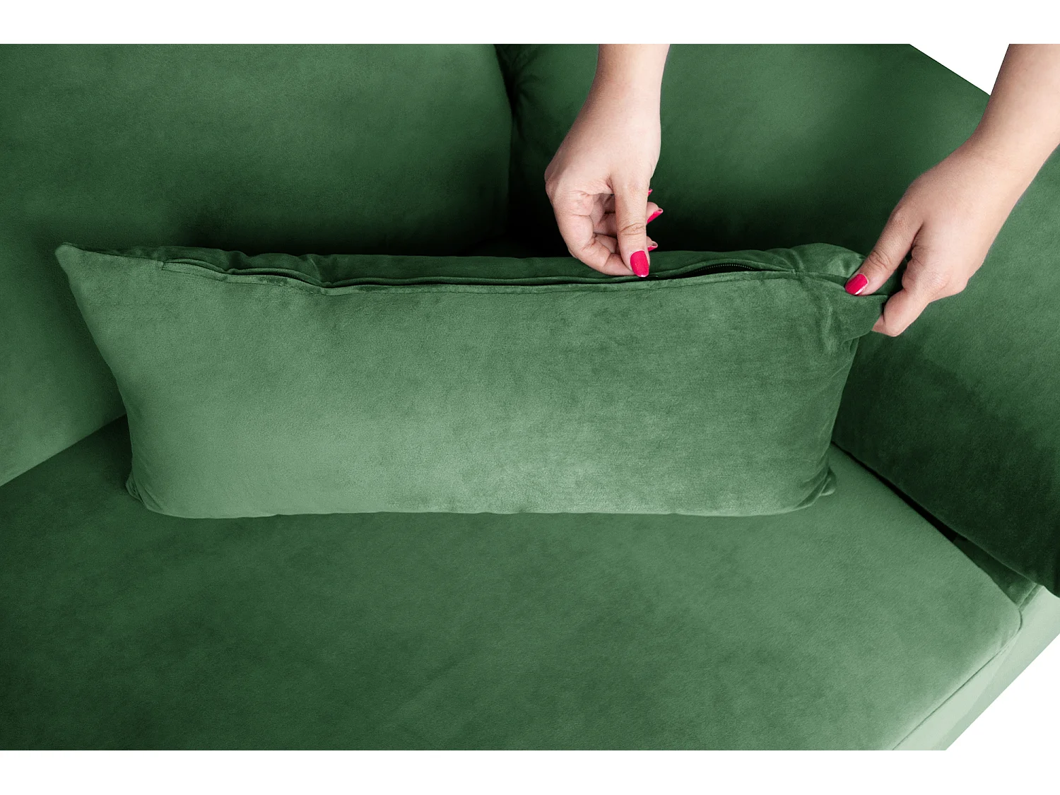 Divano angolare 3 posti con chaise longue sinistra velluto verde scuro – Washington