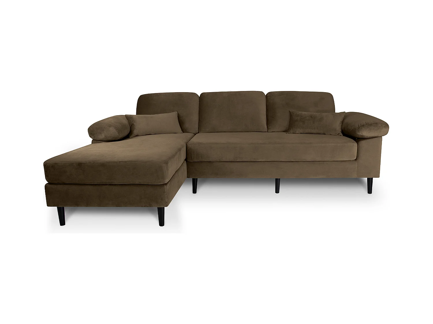 Divano angolare 3 posti con chaise longue sinistra velluto marrone – Washington