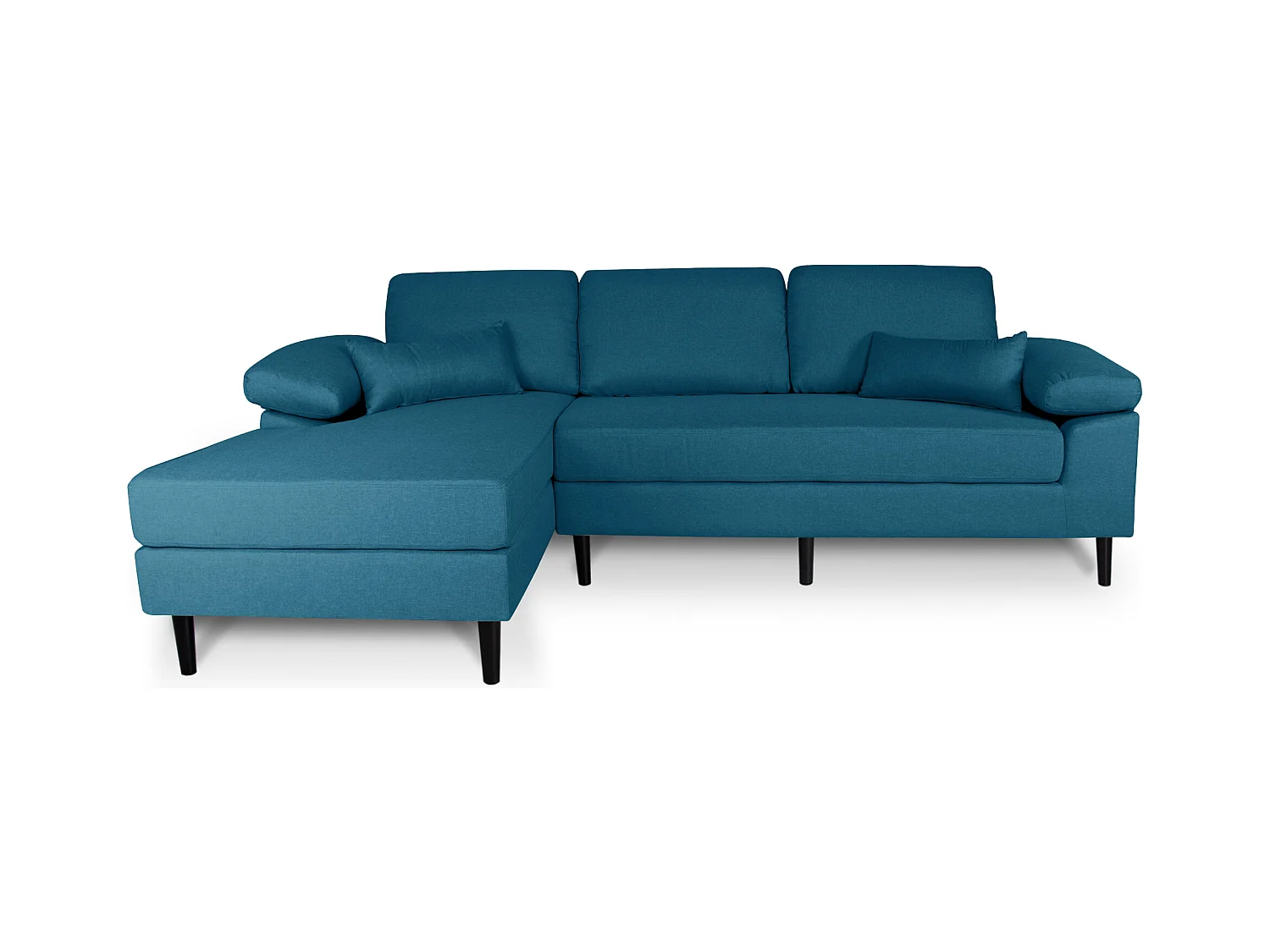 Divano angolare 3 posti con chaise longue sinistra tessuto blu petrolio – Washington