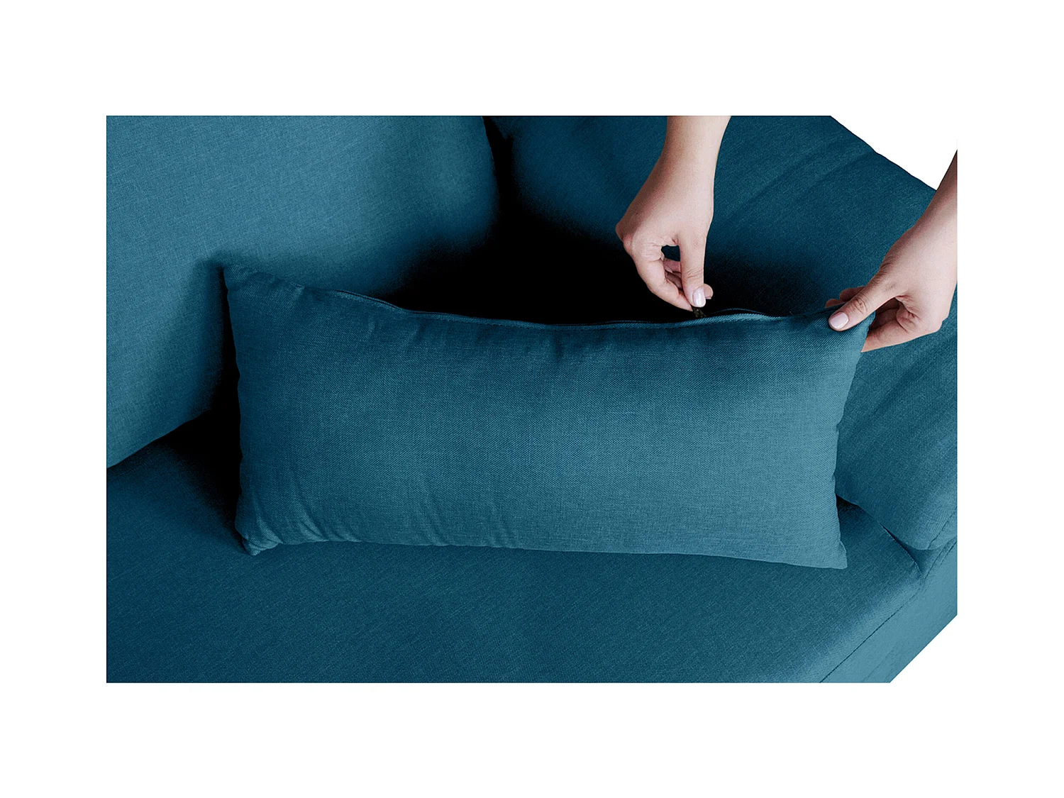 Divano angolare 3 posti con chaise longue sinistra tessuto blu petrolio – Washington