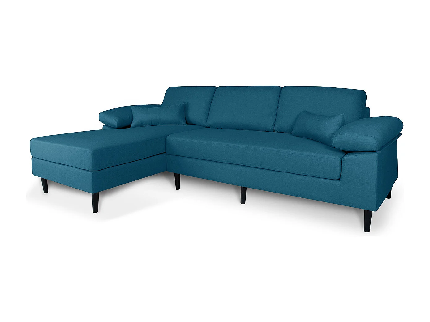 Divano angolare 3 posti con chaise longue sinistra tessuto blu petrolio – Washington