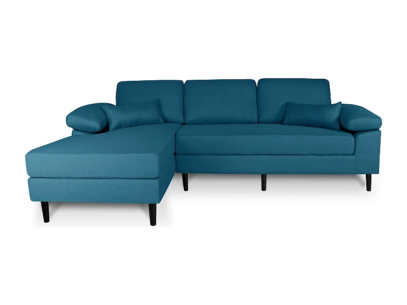 Divano angolare 3 posti con chaise longue sinistra tessuto blu petrolio – Washington