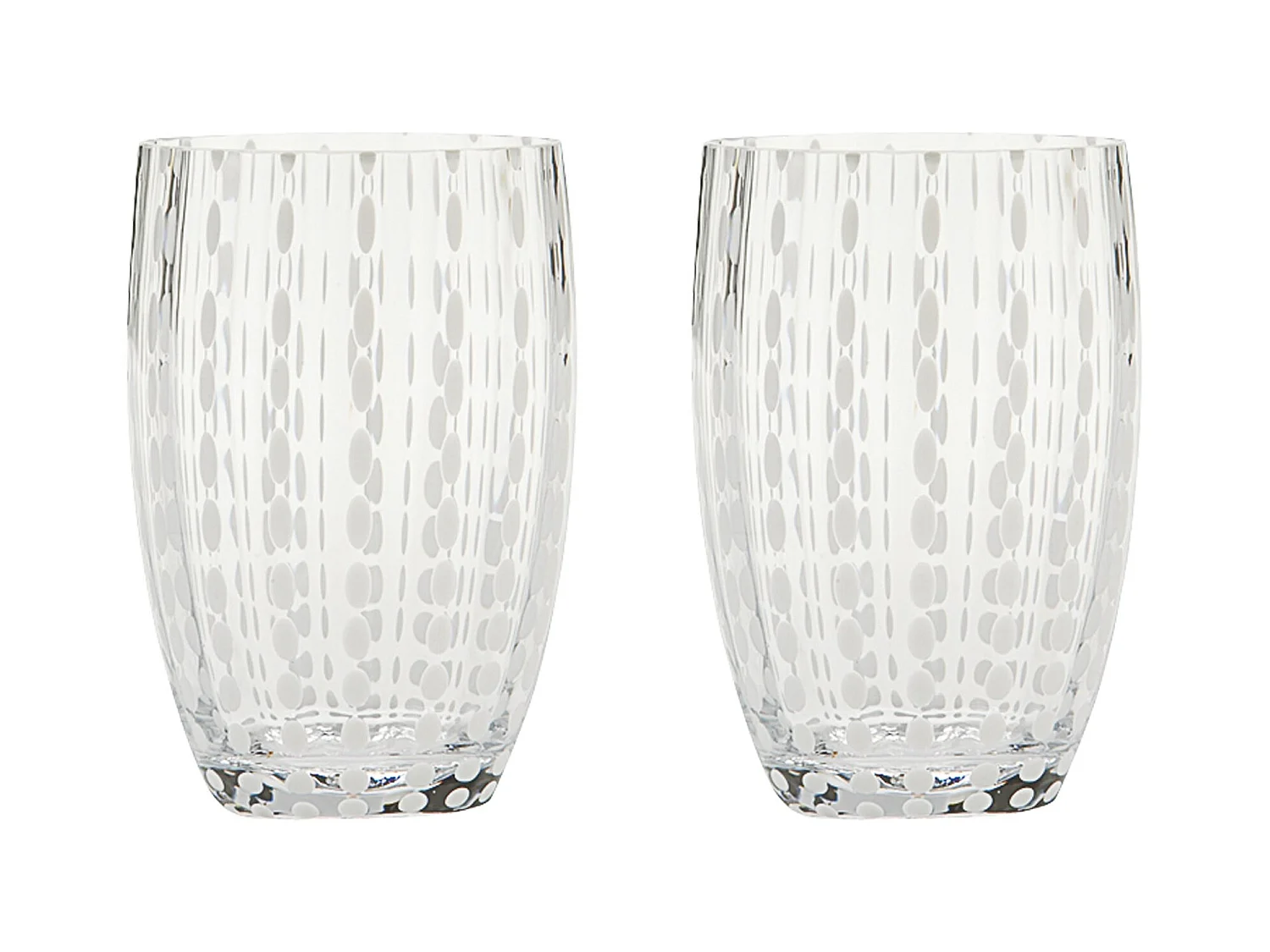 Zafferano Perle Transparent Glass - Szkło kolorowe dmuchane ustnie, 32 cl, ręcznie robione - Zestaw 2 kieliszków Artisan do wody lub koktajli