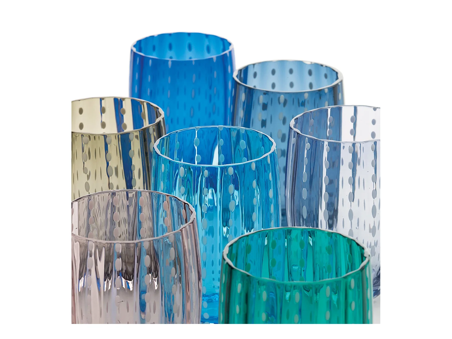 Zafferano Perle Transparentes Glas – mundgeblasenes farbiges Glas, 32 cl, handgefertigt – Set mit 2 handgefertigten Bechern für Wasser oder Cocktails